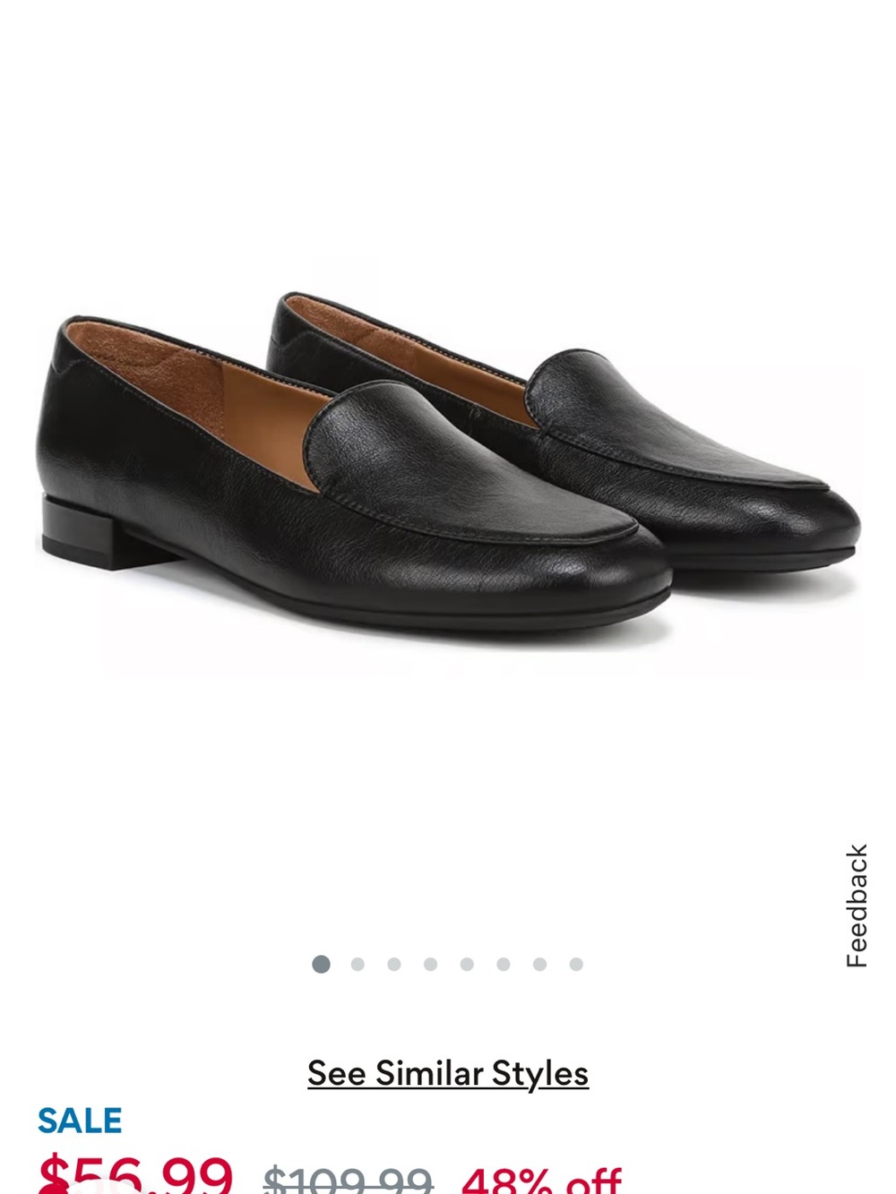 Naturalizer Dahlia Black Leather Slip-On Loafers for Women